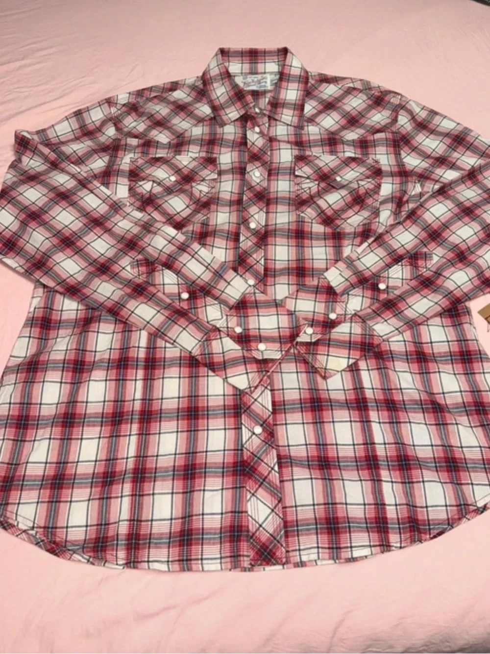 True Religion Red and White Plaid Button-Down Shirt